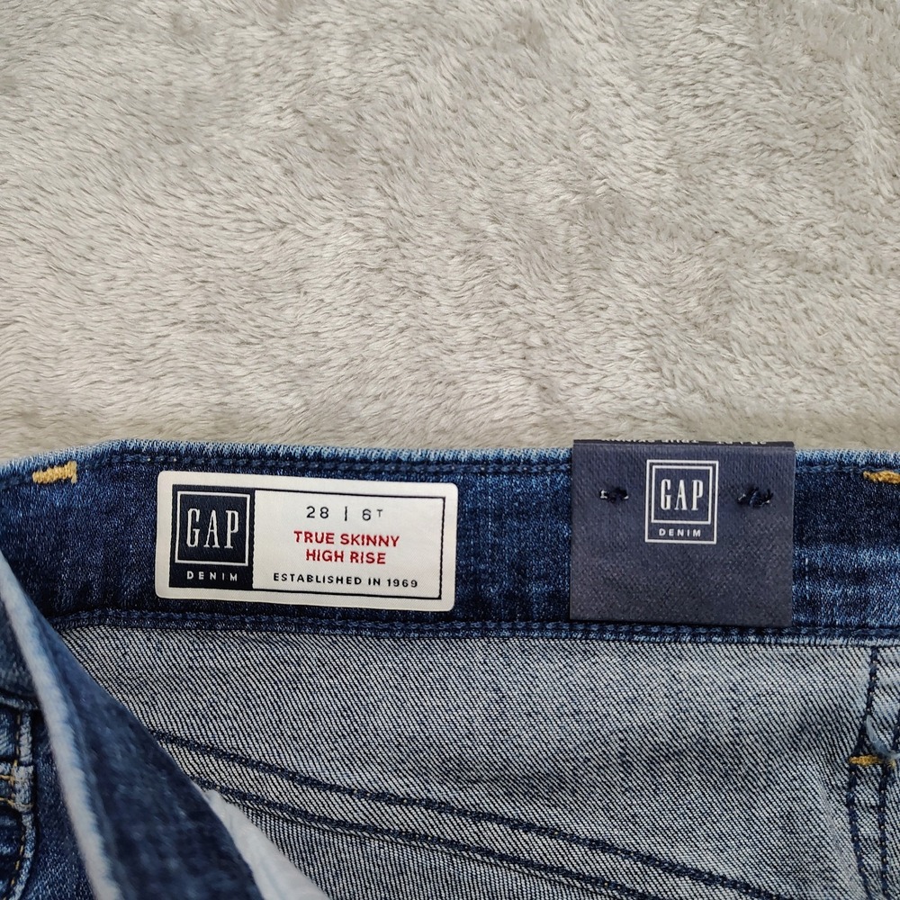 NWT GAP Women's 28/6 Tall True Skinny High Rise Dark Wash Denim Jeans - Picture 3 of 5